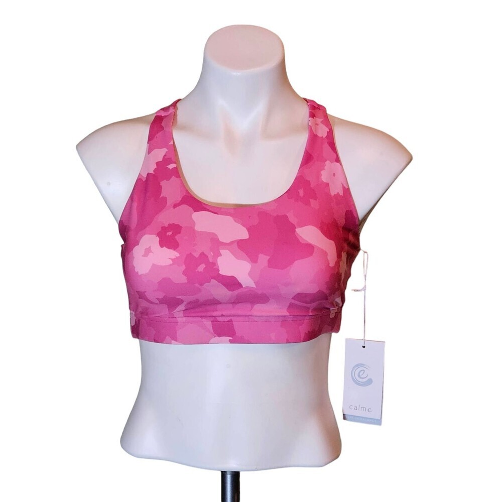 Johnny Was by Calme Endurance Racerback Sports Bra Pink Camo Floral